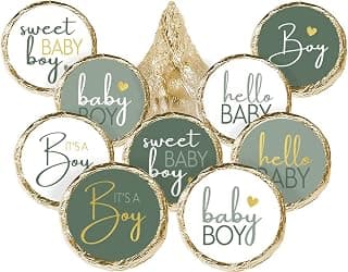 Green “It’s a Boy” Baby Shower Kisses Stickers – Candy Party Favor Labels, 180 Count