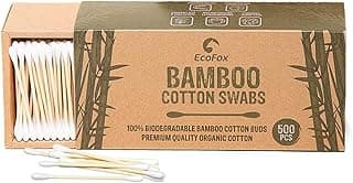 Bamboo Cotton Swabs 500 Count | Eco-Friendly & Pure Cotton Buds | Double Tipped Sticks | 100% Plant-Based & Natural | Perfect for Makeup & Nail Applications, Arts & Crafts, Removing Dust & Dirt…