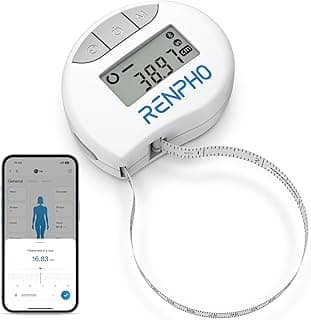 RENPHO Smart Body Measuring Tape, Bluetooth App, 60in, for Weight Loss | For Weight Loss & Fitness, Tracks Waist, Hip, Bust, Arms, Retractable, Multi-Metric Tracking, Gym Accessories, Workout Gifts