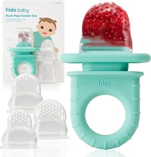 Frida Baby Push Pop Silicone Feeder, Baby Fruit Feeder, 3 Count, BPA Free | Safely Introduce New Foods, Fresh + Frozen, Breastmilk Popsicles, BPA Free, Dishwasher Safe