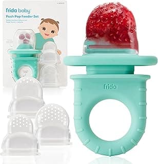 Frida Baby Push Pop Silicone Feeder, Baby Fruit Feeder, 3 Count, BPA Free | Safely Introduce New Foods, Fresh + Frozen, Breastmilk Popsicles, BPA Free, Dishwasher Safe