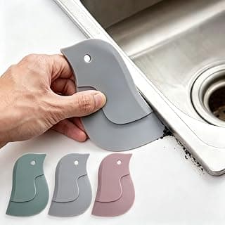 3 Pcs Silicone Penguin Kitchen Scraper, Flexible Dough Cutter & Pot Pan Scraper, Dish Squeegee Grease Cleaning Tool for Baking, Cookware & Sink, Multicolored (Pack of 3)