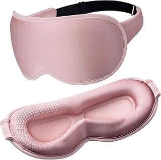 Weighted Eye Masks for Sleep: 3D Contoured Blackout Sleep Mask with Zero Eye Pressure, Eyelash Friendly Eye Mask for Women, Essentials for Airplane Travel, Night Shift Nurse, Office & Naps, Pink