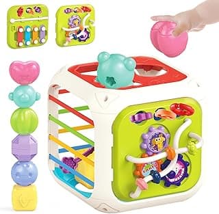 Mom's Pick of the Week: 7 in1 Sensory Development Multifunctional Sensory Teething Toys for 2 Year Old Boy Girl,Shape Sorter Pull String Travel Car Toys for 18 Month