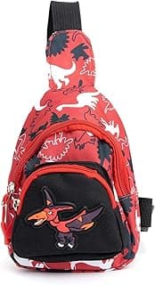 Cute Children Sling Bag Small Cartoon Dinosaur Crossbody Shoulder Bag Coin Purse Waist Backpack Nylon for kid 1-5-Red