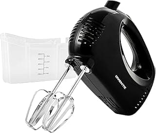 OVENTE 5-Speed Corded Electric Hand Mixer with Stainless Steel Whisks, Compact Portable Design with Snap-On Storage Case,150W Lightweight Handheld Mixer for Baking & Cooking, Black HM151B