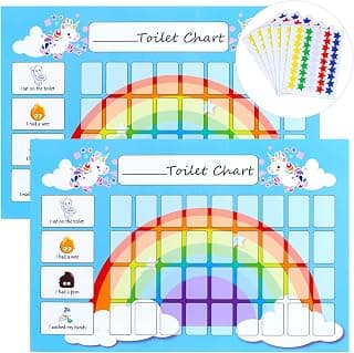 GWHOLE 2 Pack Unicorn Potty Training Chart with 270 Reward Stickers | Potty Chart for Toddlers Girls Boys Toilet Training, Wipeable