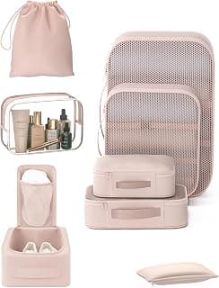 BLINGCOOL 8 Set Packing Cubes for Travel with Clear Toiletry Bag, Durable Luggage Packing Organizers, Carry-On Accessories, TSA Approved See-Through Cubes, Space-Saving Storage Bags, Gifts for Women