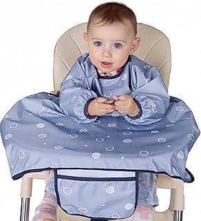 Coverall Baby Feeding Bib for Eating - High Chair Food Catcher - Easy Wipe, Soft and Waterproof