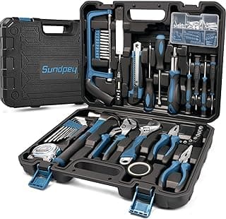 Sundpey 148 Pcs Portable Basic Hand Repair Home Tool Kit Set with Case Blue | with Ratchet Screwdriver & Adjustable Wrench & Water Pump Pliers, for Men Women, for Household House Garage Apartment Dorm