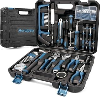 Sundpey 148 Pcs Portable Basic Hand Repair Home Tool Kit Set with Case Blue | with Ratchet Screwdriver & Adjustable Wrench & Water Pump Pliers, for Men Women, for Household House Garage Apartment Dorm
