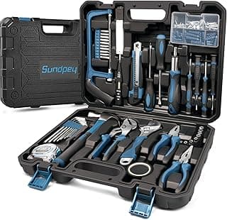 Sundpey 148 Pcs Portable Basic Hand Repair Home Tool Kit Set with Case Blue | with Ratchet Screwdriver & Adjustable Wrench & Water Pump Pliers, for Men Women, for Household House Garage Apartment Dorm
