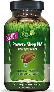 Irwin Naturals Power to Sleep PM – Natural Sleep Aid with Melatonin, Ashwagandha, Valerian, GABA & L-Theanine – Promotes Relaxation, Restful Sleep & Healthy Sleep Cycle – 120 Liquid Soft-Gels