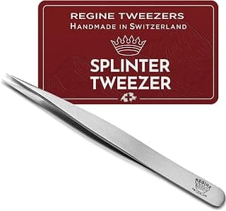 Splinter Tweezers – Professional Tweezer with Precision Point Needle Nose for Splinter, Ingrown Hair & Glass Extraction – Stainless Steel Sharp Tool for Men & Women – Silver