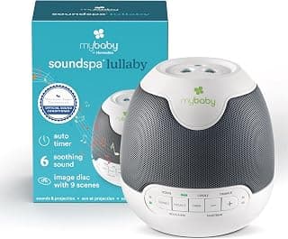 New Mom Must-Have: MyBaby Lullaby Sound Machine & Projector – Baby Sleep Machine Plays 6 Sounds & Lullabies, Projects Soothing Images - Auto-Off Timer, Adjustable Volume, Great for Baby Registry and Baby Shower Gifts