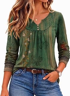 Zeagoo Womens Tops Long Sleeve Shirts for Women 2026 Boho Tops Fall Blouses Ladies Blouses Fashion Clothing