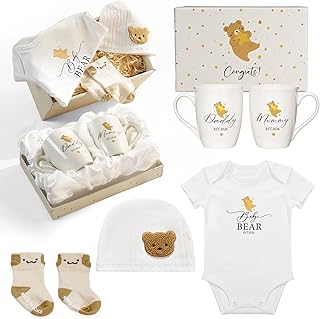 AW BRIDAL New Mom Gifts for Women 2026, New Parents Gift for Couples, Baby Gift Basket for Boys Girls Baby Shower, Gender Reveal Gifts with Mom and Dad Coffee Mugs for Parents to Be, First Time Moms