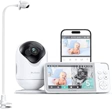 Dr.Care VistaView 5” Smart WiFi Baby Monitor with Clip Mount - 2K HD Camera, App Control, Cry & Motion Alerts, Night Vision, 5000mAh Battery, 2-Way Talk, Multi-User, Triple Security