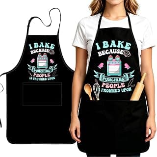 Funny Baking Apron for Women Men - Cute Cooking Aprons for Adults with 2 Pockets, Baking Supplies &Essentials for Home Bakers, Kitchen Apron Gifts for Mother's Father's Day Birthday Christmas