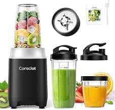 Make Shakes & Smoothies, Frozen Drinks, Baby Food, Spreads & More, 3 Portable BPA Free To-Go Cups, 2 Spout-Lids & 1 Flat-Lid