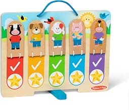 Melissa & Doug My Daily Routines Chart, Wooden Daytime and Nighttime Habit Tracker with Multi-Lingual Stickers, Hands-On, Screen-Free Preschool Toys for Girls & Boys Ages 3+ - FSC Certified