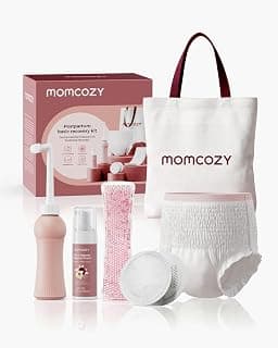 Momcozy 12pc Postpartum Recovery Kit, Labor & Delivery Essentials for Moms | 6 Disposable Underwear, Peri Bottle, 2 Reusable Cold Pads, 20 Nursing Pads & Cooling Foam. All-in-One Hospital Bag Essential