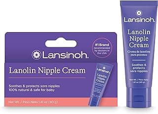 Lansinoh Lanolin Nipple Cream Safe for Breastfeeding Baby, 100% Natural Nipple Butter, Breastfeeding Essentials for Postpartum Moms, 1.41 Ounces
