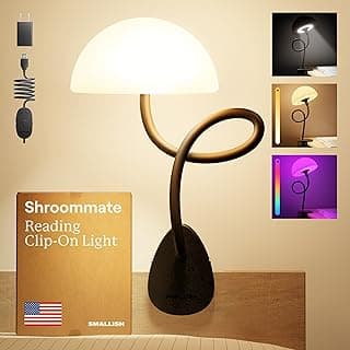 Smallish Shroommate Clip On Light for Dorm Room - 2.0 (Black) | Bed Headboard Lamp, Bedside Table Lamp Dorm, College Dorm Room Essentials, Night Light Kids Nursery, MultiColor LEDs