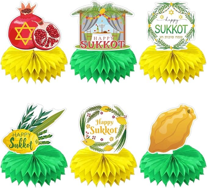 Sukkot Honeycomb Centerpiece Table Toppers Party Decorations - Set of 6 Cts