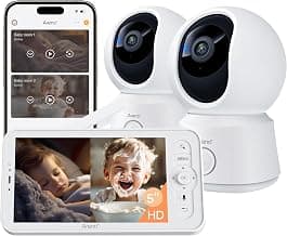 ARENTI Baby Monitor with Camera and Audio B2 Set, 2.4G WiFi with Phone App | 2 Cameras, Split Screen, 5'' Wireless Display, Visit Logs, 1-Click Call, SD Slot, Sound & Motion Detection, AI Tracking, PTZ
