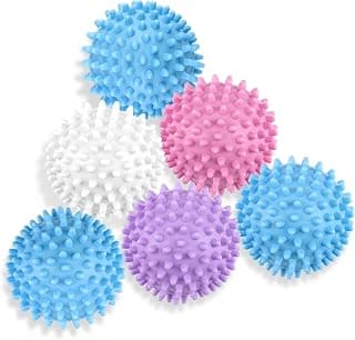 6 Pcs Dryer Balls Laundry Reusable, Soften Fabrics, Reduce Static & Wrinkle | 2.4 Inch, Fabric Softener Alternatives, Faster Drying for Clothes, Towels, Blankets and Bedding
