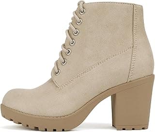 Trending on Amazon: Second Lug Sole Chunky Heel Combat Ankle Bootie Lace up w/Side Zipper