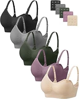 Seamless Pregnancy Full Bust Bralettes with Extenders, Wireless V Neck Bralette, Ultra Comfort Postpartum Essentials Bra Pack