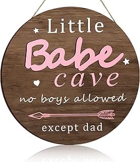 Little Babe Cave Door Sign Wood Baby Girl Nursery Decor Little Girl Nursery Room Wall Art for Bedroom Living Room Hanging Rustic Woodland Decor
