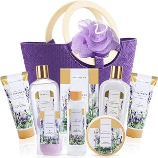 Spa Luxetique Lavender 10pc Gift Baskets Birthday Gifts for Women | Gift Sets for Women, Bath Sets, Spa Gift Basket for Women, Gifts for Her, Self Care Gift, Bridal Shower Gifts, Tote Bag