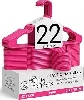 Pink Plastic Hangers 22 Pack - 10 lb Heavy Duty Pink Plastic Clothes Hanger Set - 0.20" Slim & Space Saving Girls Room Closet Organizer Coat Hangers, Dorm Room Essentials