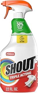 Shout Active Enzyme Laundry Stain Remover Spray, Triple-Acting Formula Clings, Penetrates, and Lifts 100+ Types of Everyday Stains - Prewash Spray 22oz