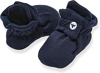 Burt’s Bees Baby Adjustable Baby Booties, 100% Organic Cotton, Easy On and Off Snap Boots, Snug Fit - Baby Essential