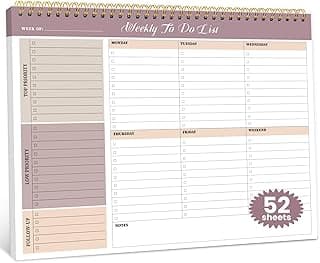 Weekly To Do List Notepad with 52 Undated Sheets(8.5"×11")- Undated Weekly Planner Notepad for Office Desk Accessories and Supplies - Midnight Lilac