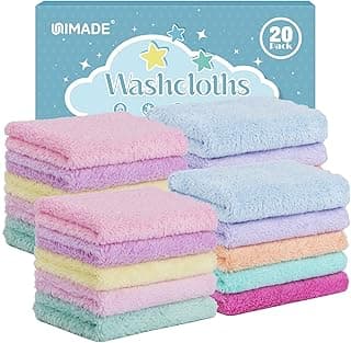 Baby Washcloths, 20 Pack Super Soft Microfiber Coral Fleece Wash Cloths, Extra Absorbent Baby Towels for Newborns, Infants and Toddlers, Gentle on Sensitive Skin for Face and Body - 7" × 9"