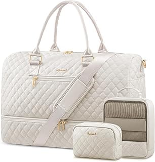 LOVEVOOK Travel Duffle Bag for Women, Weekender Overnight Bag with Shoe Compartment, Carry on Bag with Toiletry Bag, Gym Duffel Bag with Wet Pocket, Hospital Bags for Labor and Delivery 3 Pcs Set