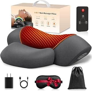 Upgraded Rechargeable Neck Pillow with Timer Ergonomic Cervical Traction for Pain Relief Deep Tissue Shoulder Muscle Relax