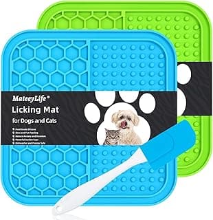 MateeyLife 2PCS Small Lick Mat for Dogs and Cats, Licking Mats for Dog Anxiety Relief, Cat Peanut Butter Lick Pad for Boredom Reducer, Dog Treat Mat Perfect for Bathing Grooming Blue&Green