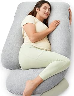 Best Amazon Buy Under: Momcozy U Shaped Pregnancy Pillows with Cotton Removable Cover, 57 Inch Full Body Pillow Maternity Support, Must Have for Pregnant Women, Hatha Grey