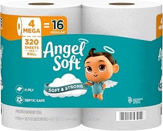 Toilet Paper, 4 Mega Rolls = 16 Regular Rolls, 2-Ply