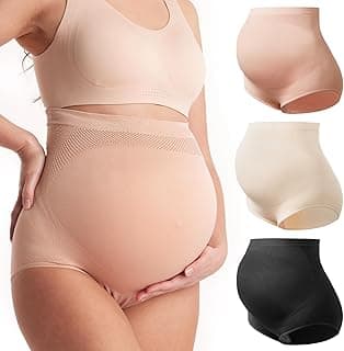 Momcozy Women's Maternity Underwear, High-Waist Seamless Over-Bump Briefs | 360° belly support with an expandable panel, breathable mesh and soft stretch fabric for pregnancy through postpartum