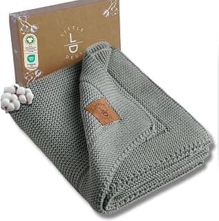 100% Organic Cotton GOTS Certified Baby Knitted Blanket with Gift Box - Soft Toddler, Crib, Stroller Blanket - Neutral Swaddle and Receiving Blanket for Newborns, 30"x40", Green | GOTS certified, neutral swaddle and receiving blanket, for crib and stroller, machine washable
