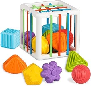 6 Shape Blocks for Learning, Developmental Birthday Gifts for 1-3 Years Old