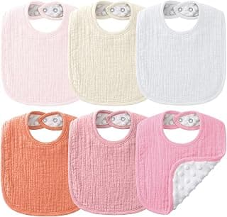 NISXABEBE Muslin Baby Bibs for Unisex Boys Girls, Cotton Drool Bibs, Adjustable Newborn Bibs for Drooling and Teething