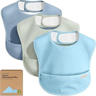 KeaBabies 3-Pack Waterproof Baby Bibs for Eating, Lightweight (Ocean) | Toddler Feeding Bibs with Large Food Catcher, Mess Proof, Food-Grade, Baby Eating Essentials, Easy to Put On & Clean